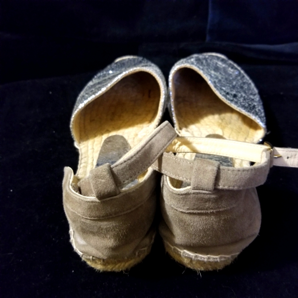 Equitare Silver Metallic & Suede Leather Espadrilles. Sz. EU 38. - Picture 3 of 8